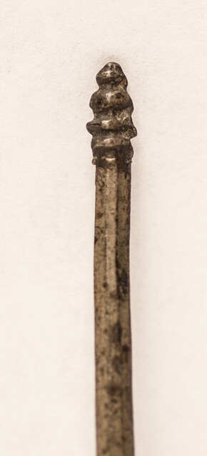 A small 17th century pewter spoon with a clear hallmark 