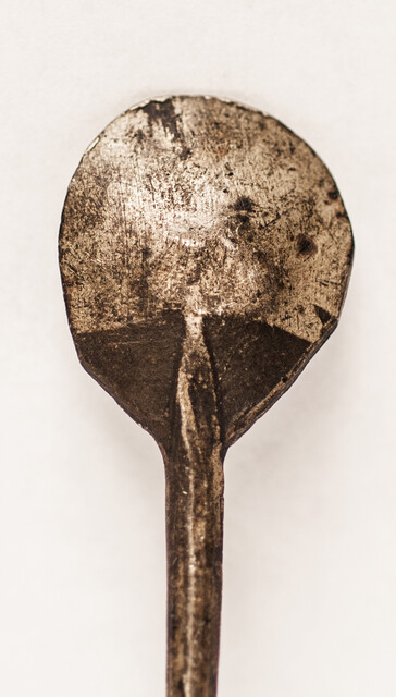 A small 17th century pewter spoon with a clear hallmark 