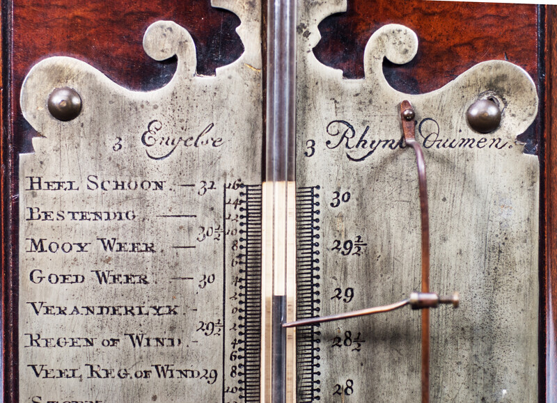 A superb 18th Century burr walnut mercury barometer by Stevan Ronket in Amsterdam.