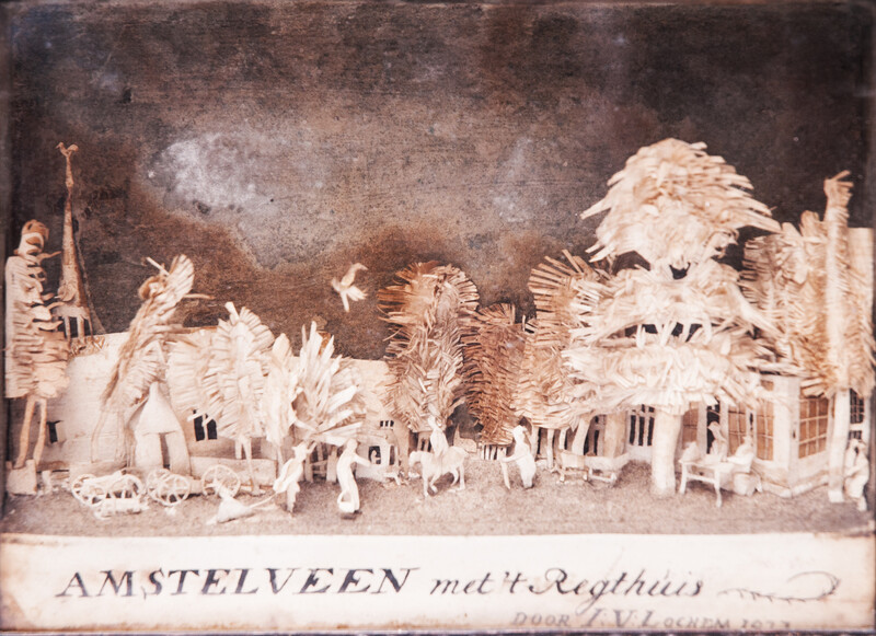 A three dimensional paper diorama of AMSTELVEEN signed and dated 1827 by I.V.Lochem.