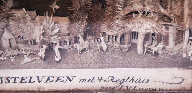 A three dimensional paper diorama of AMSTELVEEN signed and dated 1827 by I.V.Lochem.