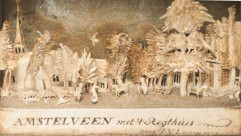 A three dimensional paper diorama of AMSTELVEEN signed and dated 1827 by I.V.Lochem.