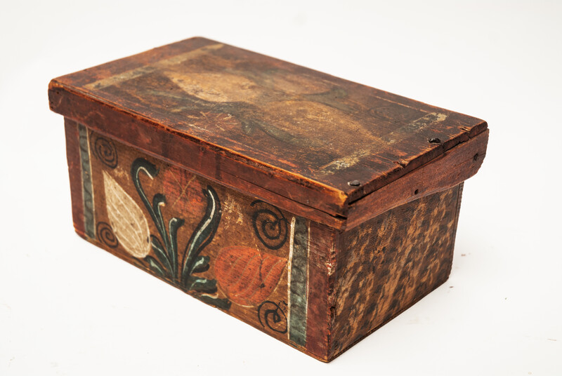 An 18th C. South German painted wooden box.