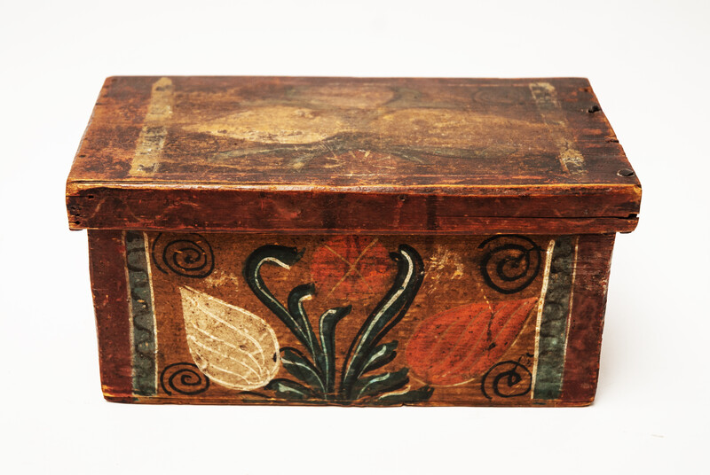 An 18th C. South German painted wooden box.