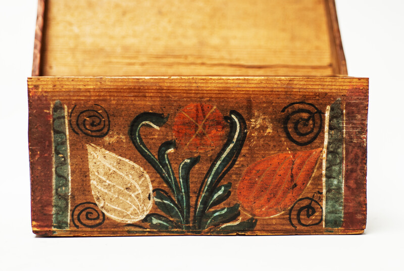 An 18th C. South German painted wooden box.