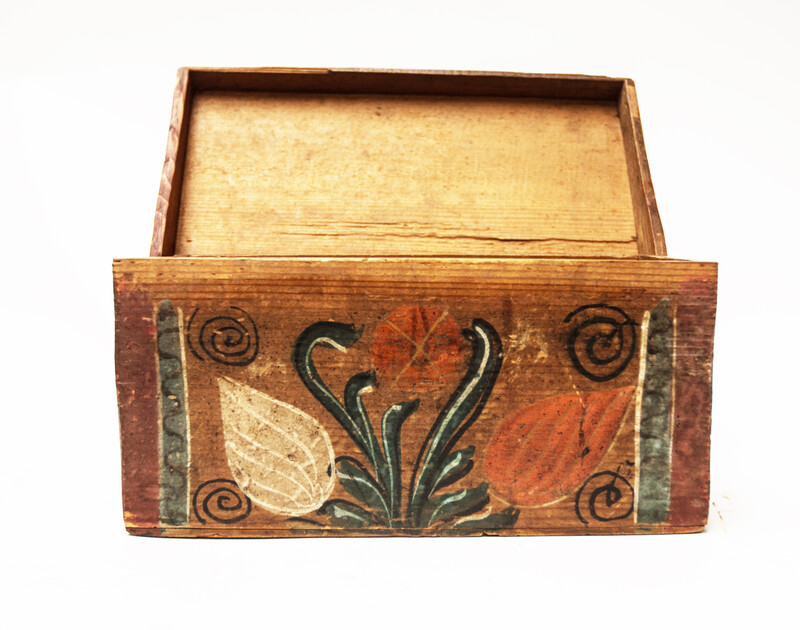 An 18th C. South German painted wooden box.