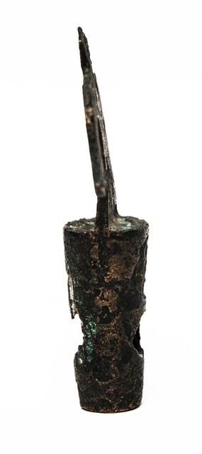 An early seventeenth century bronze faucet stop with a clear makers mark.