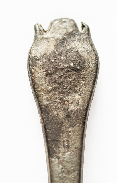 An early seventeenth century pewter spoon with hallmark.