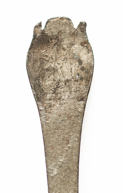 An early seventeenth century pewter spoon with hallmark.