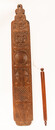 An oak Frisian mangleboard with kerbschnitt and dated 1665. With rosewood manglestick.