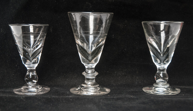 Three 19th century toastmasters glasses.