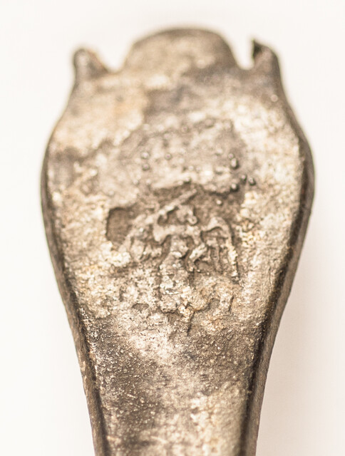 Three early seventeenth century Dutch pewter spoons, two with hallmarks.