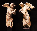 Two early seventeenth century delicately carved Dutch angels.