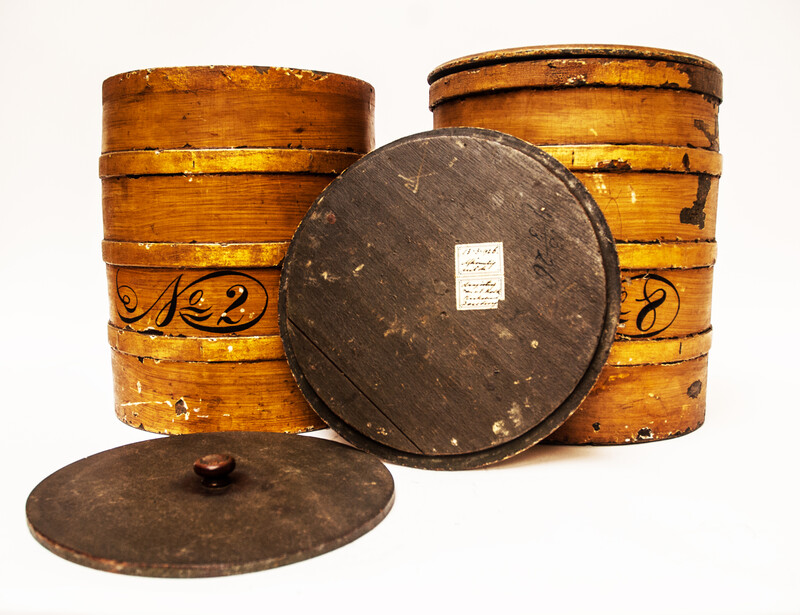 Two eighteenth century tobacco barrels, the inside covered with lead.