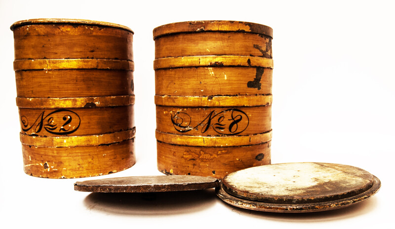 Two eighteenth century tobacco barrels, the inside covered with lead.